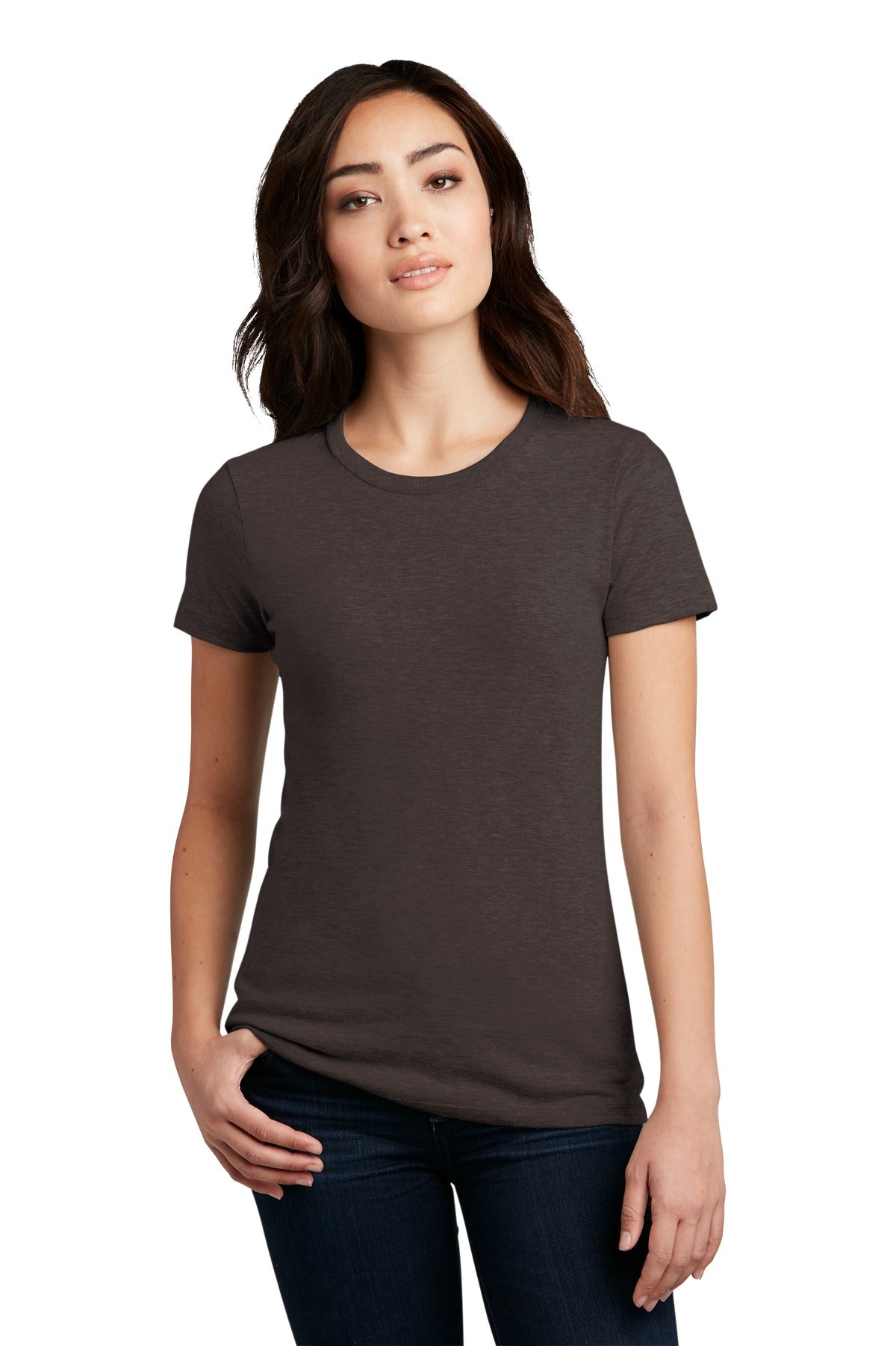 District  Women's Perfect Blend CVC Tee - Heathered Brown