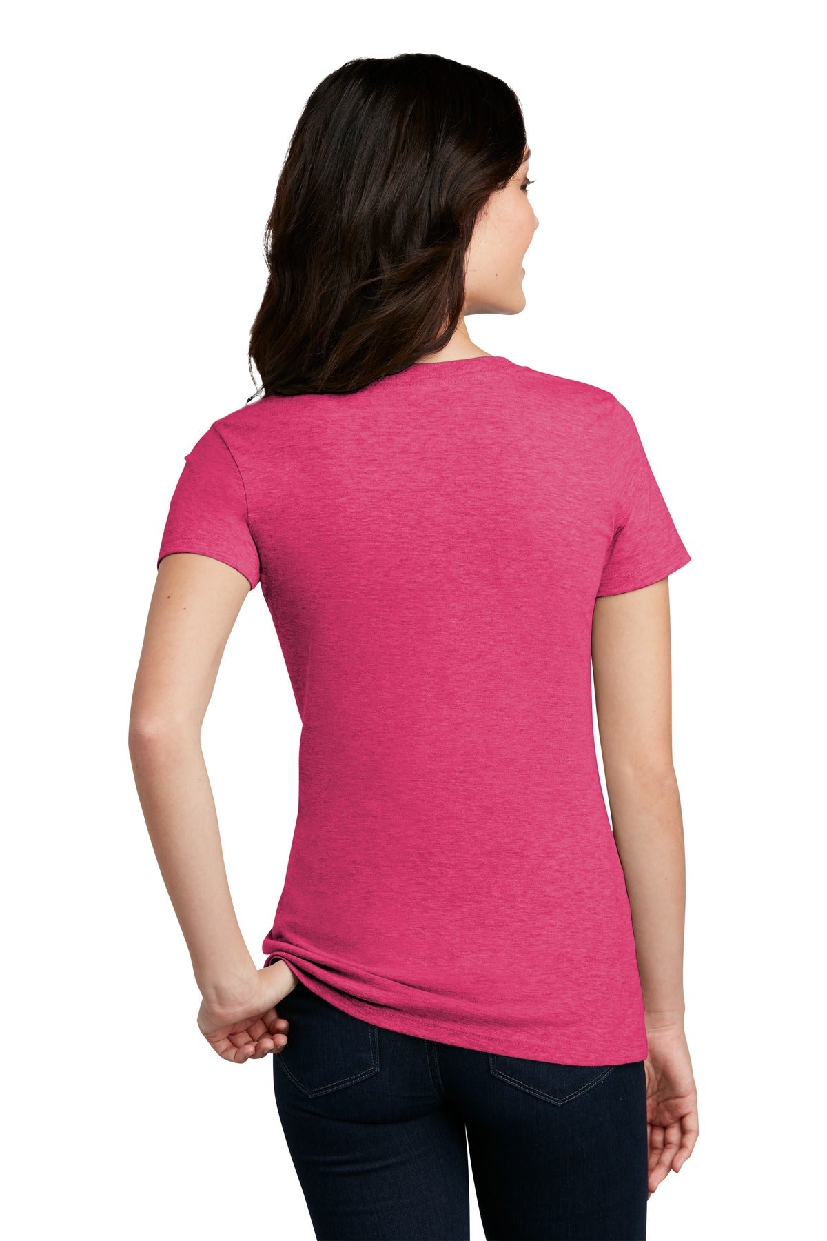 District  Women's Perfect Blend CVC Tee - Heathered Watermelon