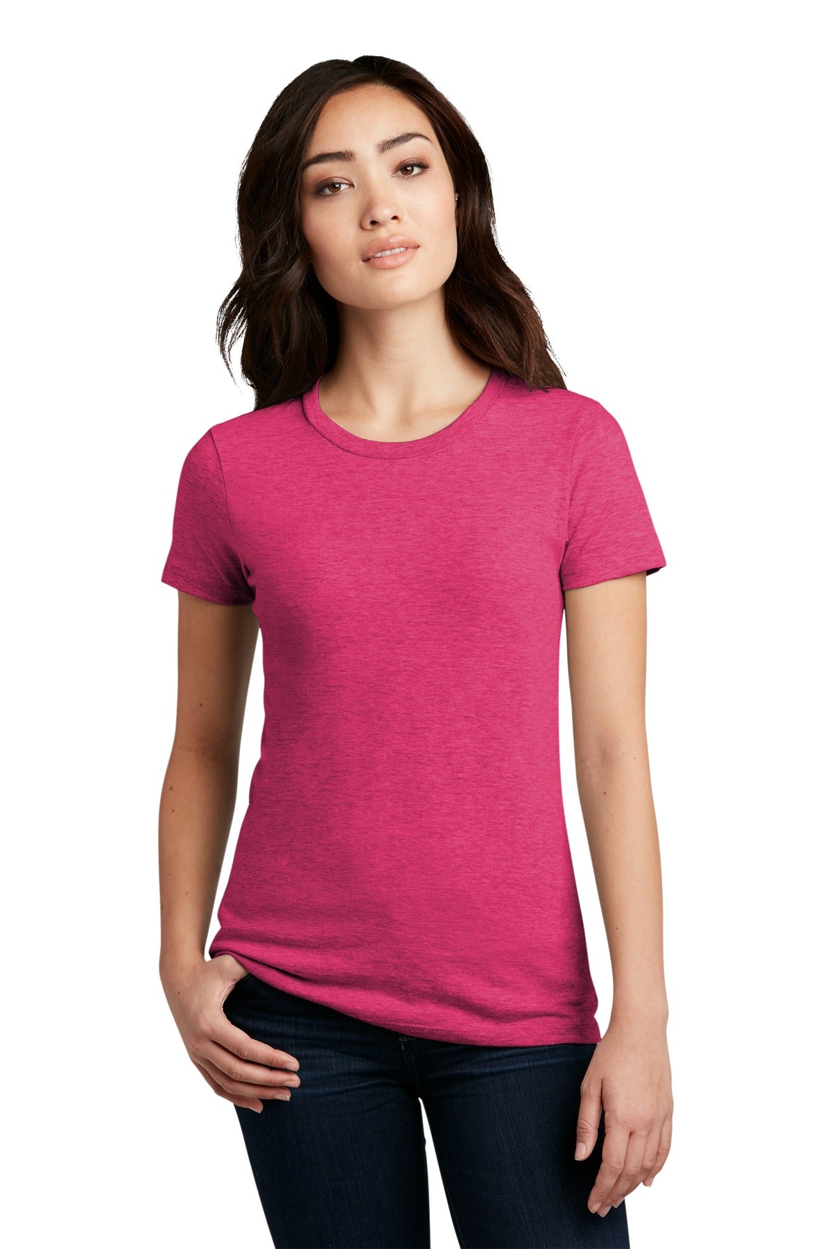 District  Women's Perfect Blend CVC Tee - Heathered Watermelon