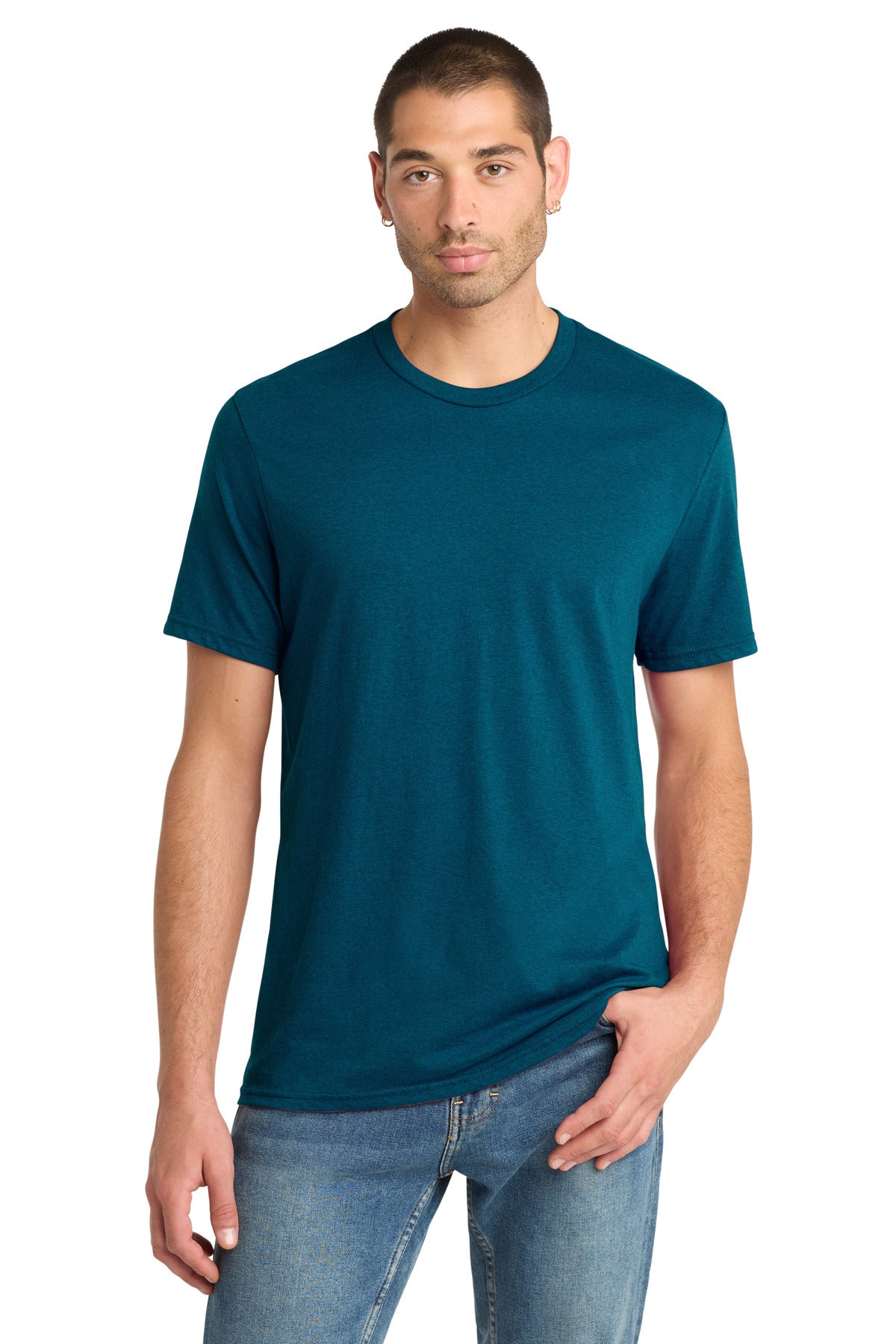District Perfect Blend CVC Tee - Deep Turquoise Fleck