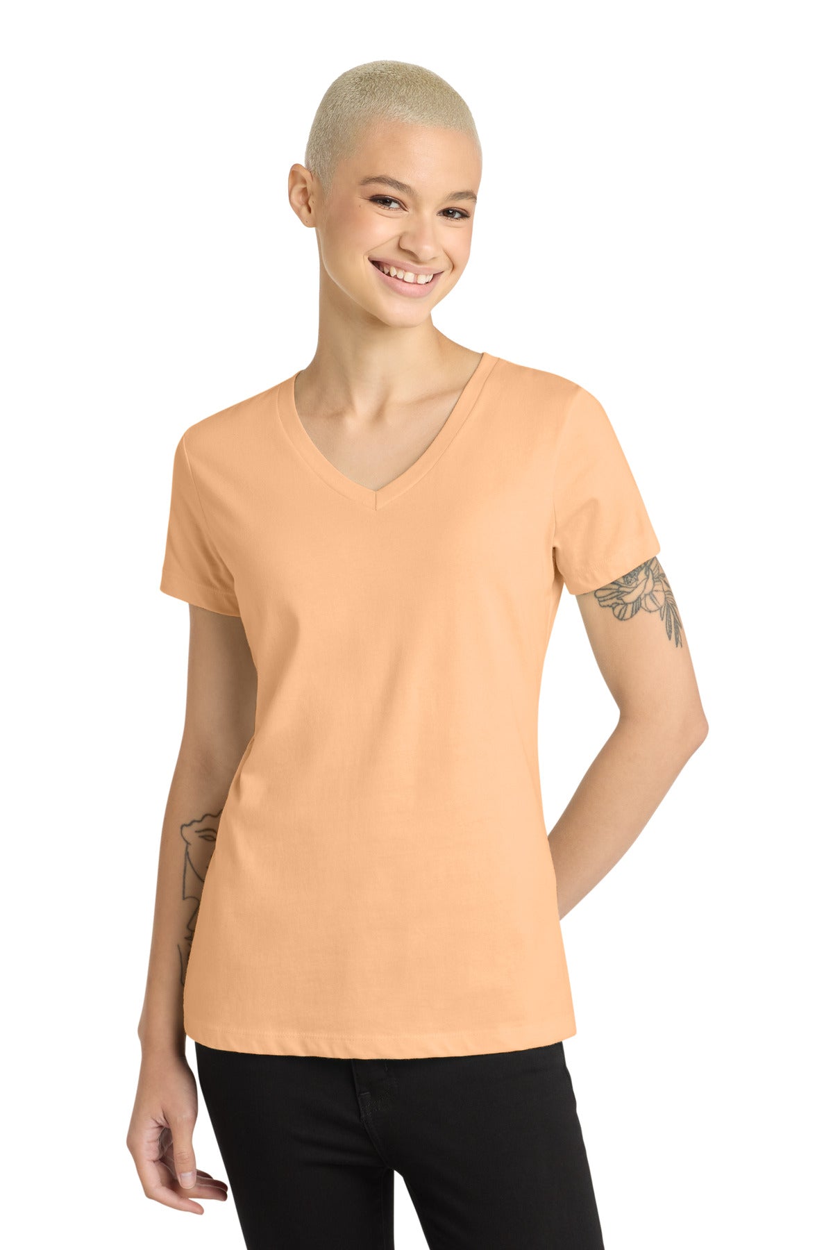 District - Women's Perfect Weight V-Neck Tee - Apricot
