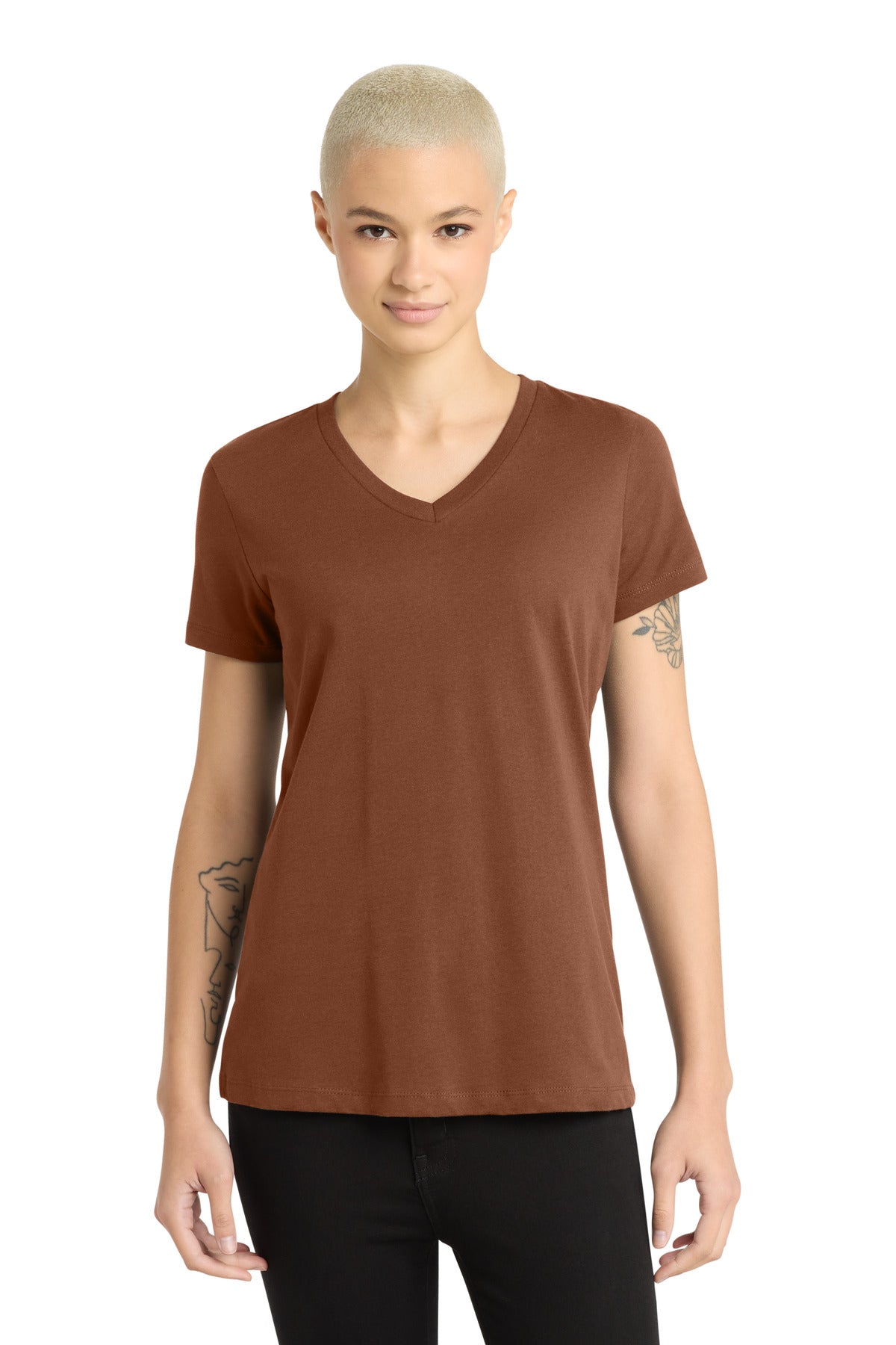 District - Women's Perfect Weight V-Neck Tee - Baked Clay