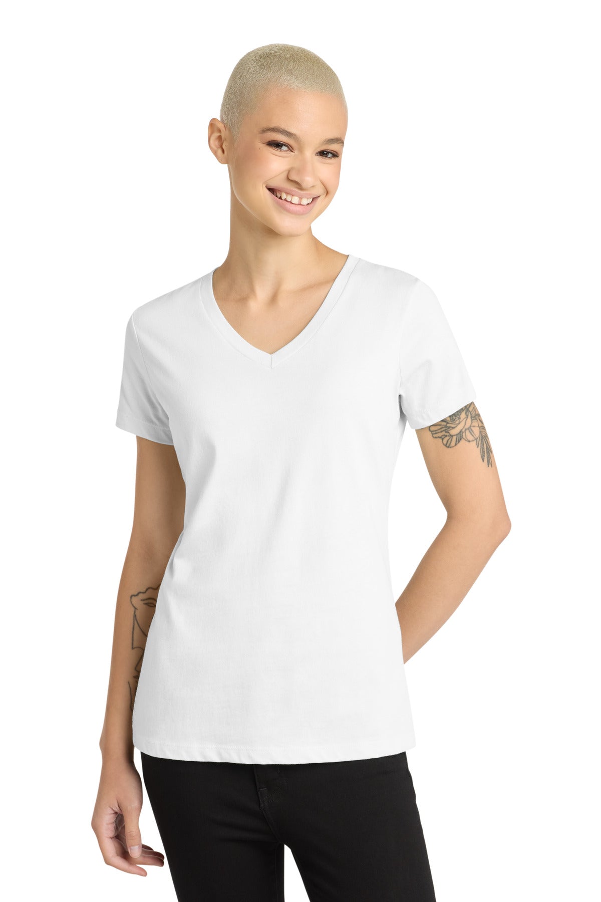 District - Women's Perfect Weight V-Neck Tee - Bright White