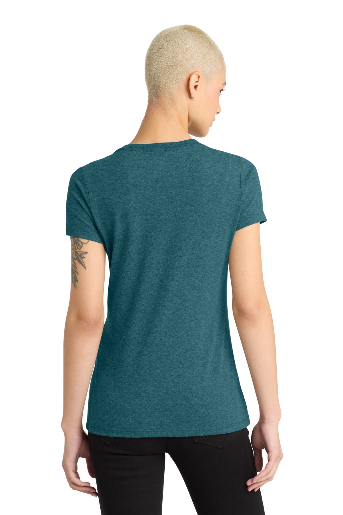 District - Women's Perfect Weight V-Neck Tee - Caribbean Blue Heather