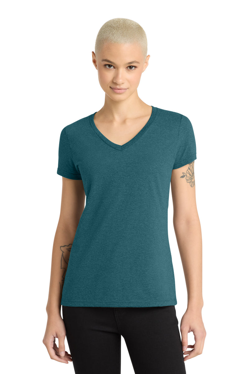District - Women's Perfect Weight V-Neck Tee - Caribbean Blue Heather