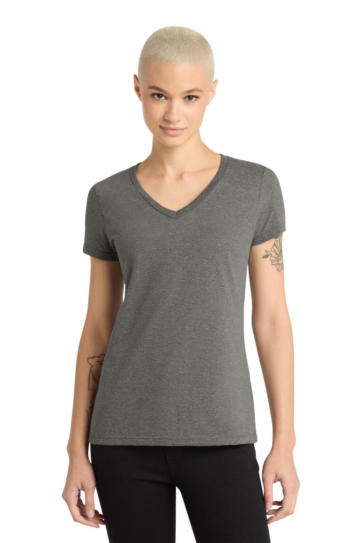 District - Women's Perfect Weight V-Neck Tee - Heathered Charcoal