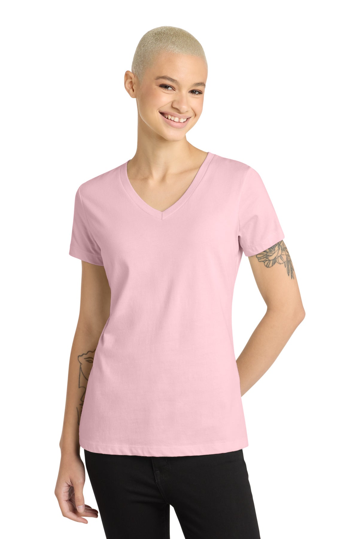 District - Women's Perfect Weight V-Neck Tee - Light Pink