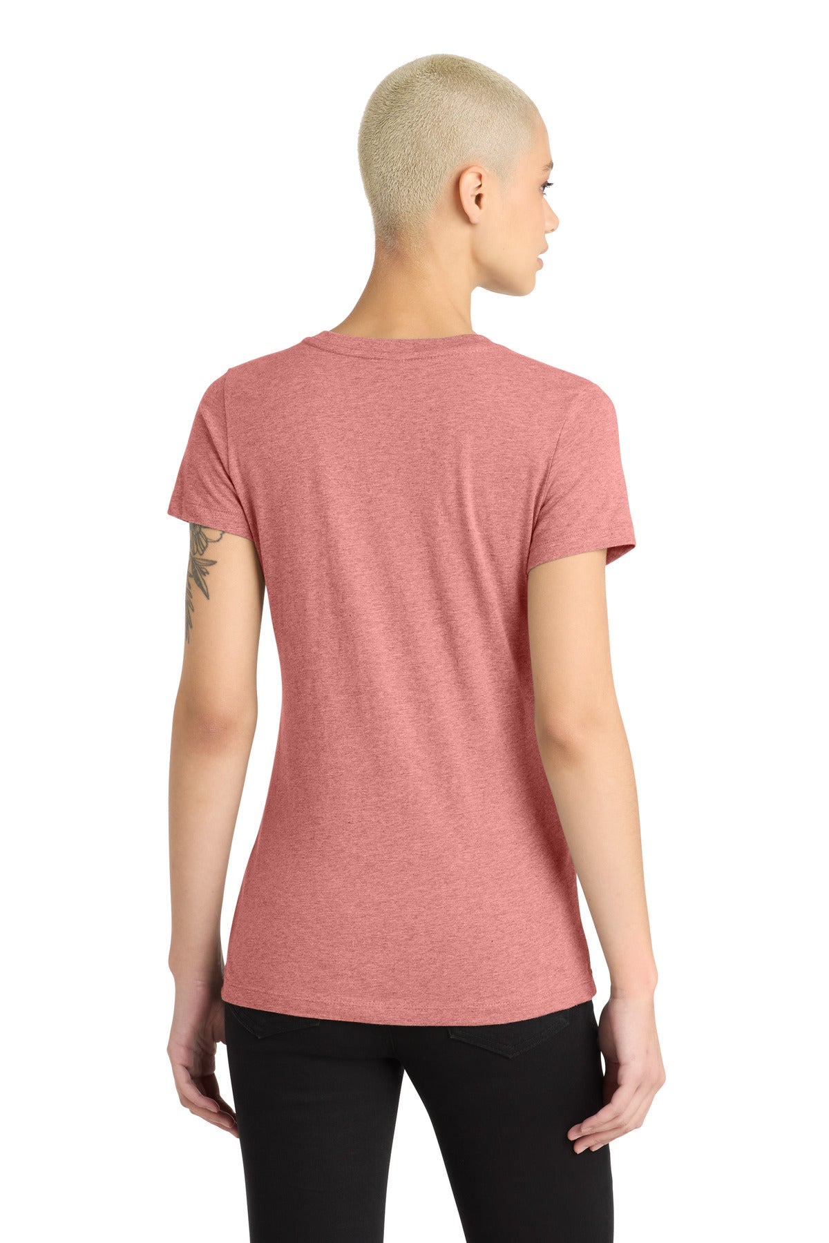 District Women's Perfect Blend CVC V-Neck Tee - Blush Frost