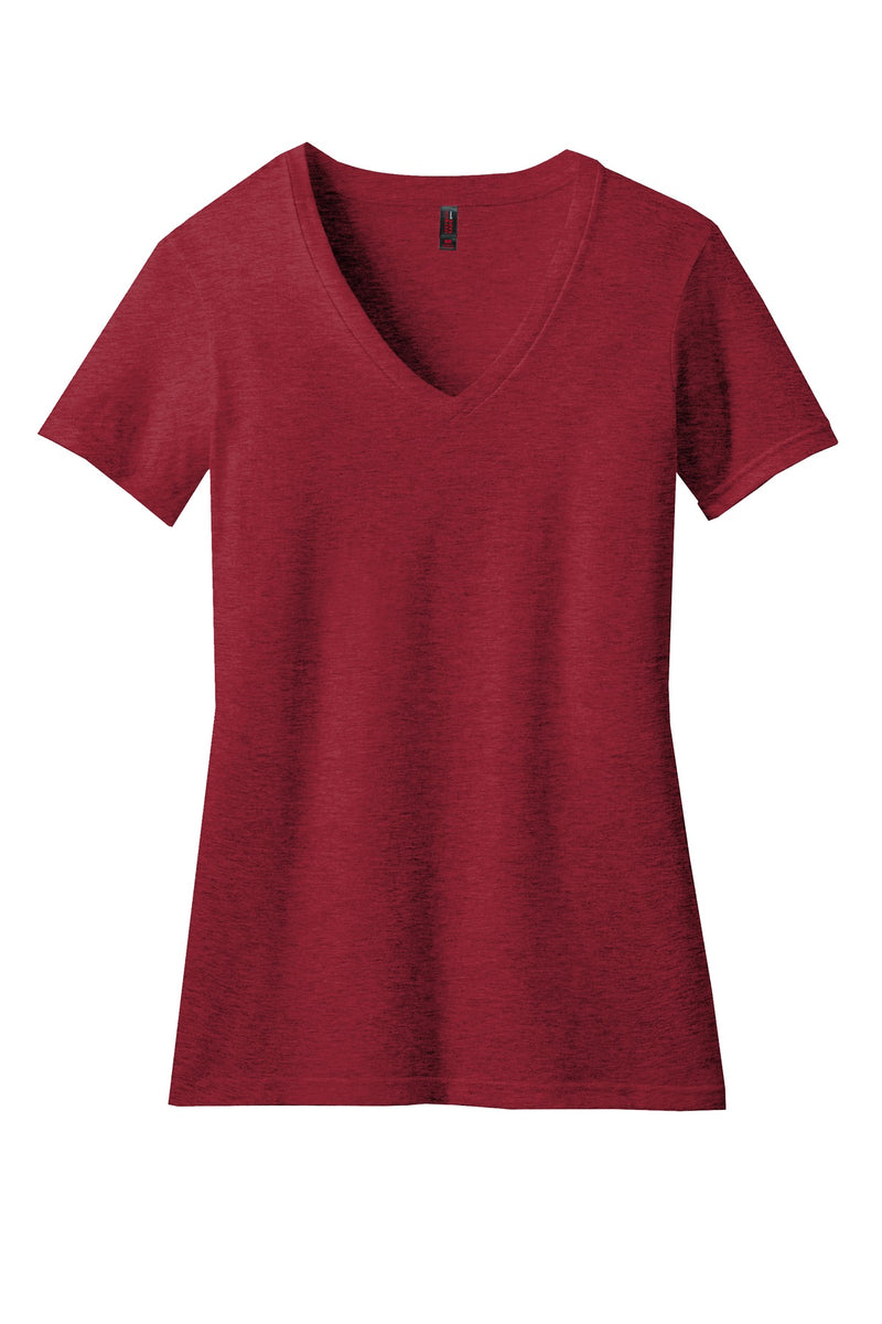 District Women's Perfect Blend CVC V-Neck Tee - Red Fleck