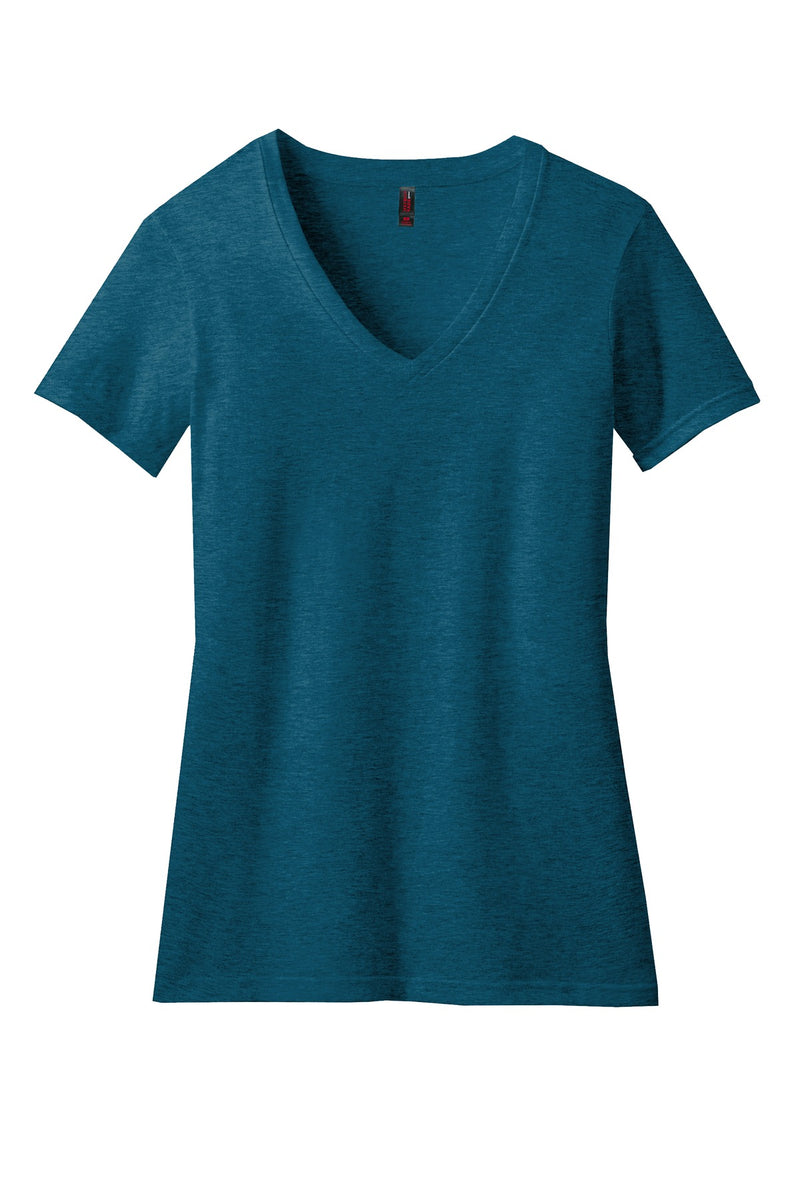 District Women's Perfect Blend CVC V-Neck Tee - Deep Turquoise Fleck