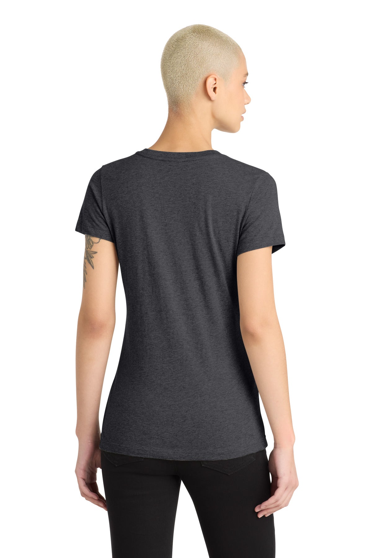District Women's Perfect Blend CVC V-Neck Tee - Heathered Charcoal