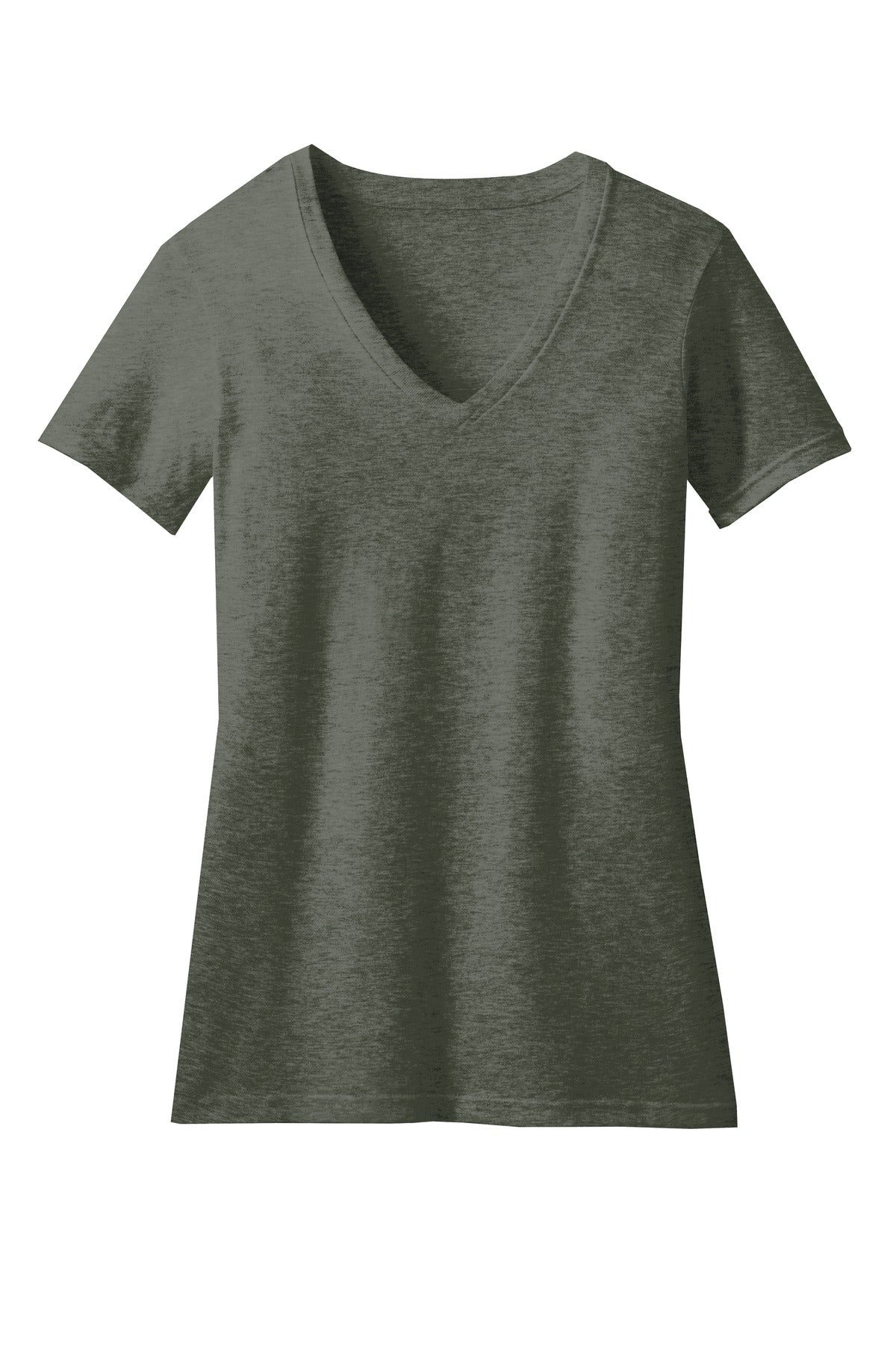 District Women's Perfect Blend CVC V-Neck Tee - Heathered Olive