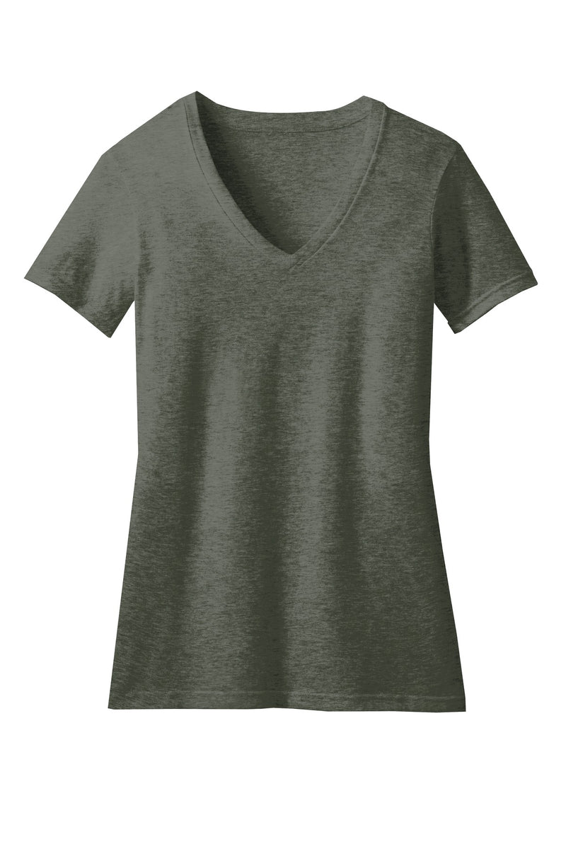 District Women's Perfect Blend CVC V-Neck Tee - Heathered Olive