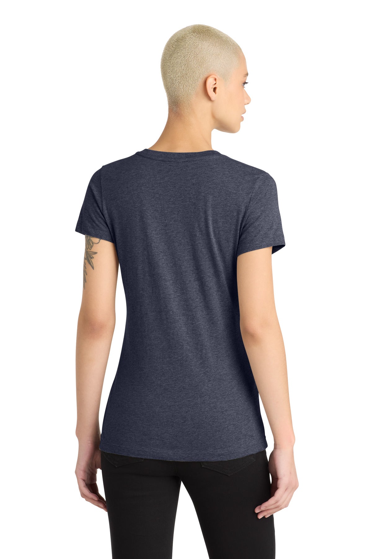 District Women's Perfect Blend CVC V-Neck Tee - Heathered Navy