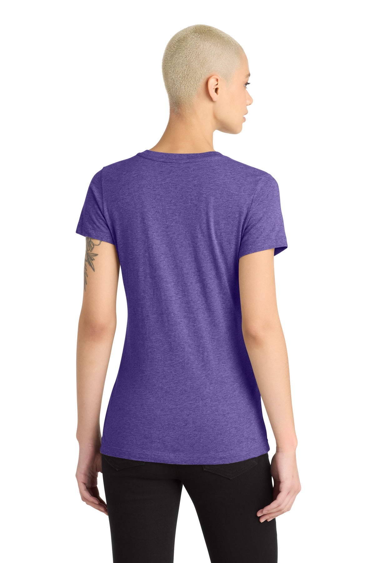 District Women's Perfect Blend CVC V-Neck Tee - Heathered Purple