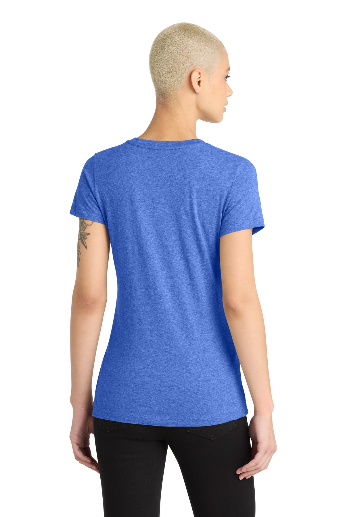 District Women's Perfect Blend CVC V-Neck Tee - Heathered Royal