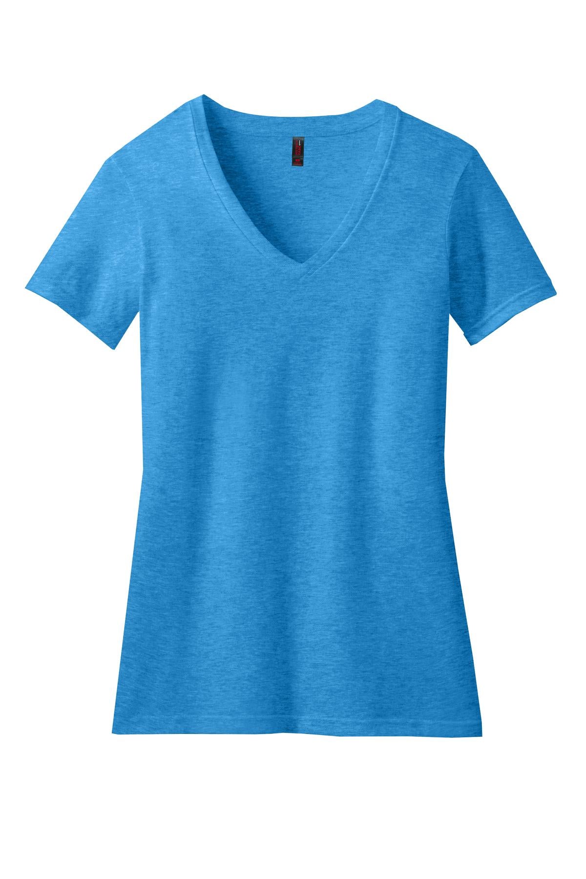 District Women's Perfect Blend CVC V-Neck Tee - Heathered Bright Turquoise