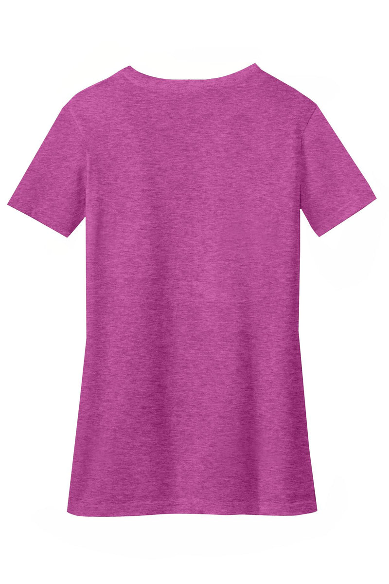 District Women's Perfect Blend CVC V-Neck Tee - Heathered Pink Raspberry