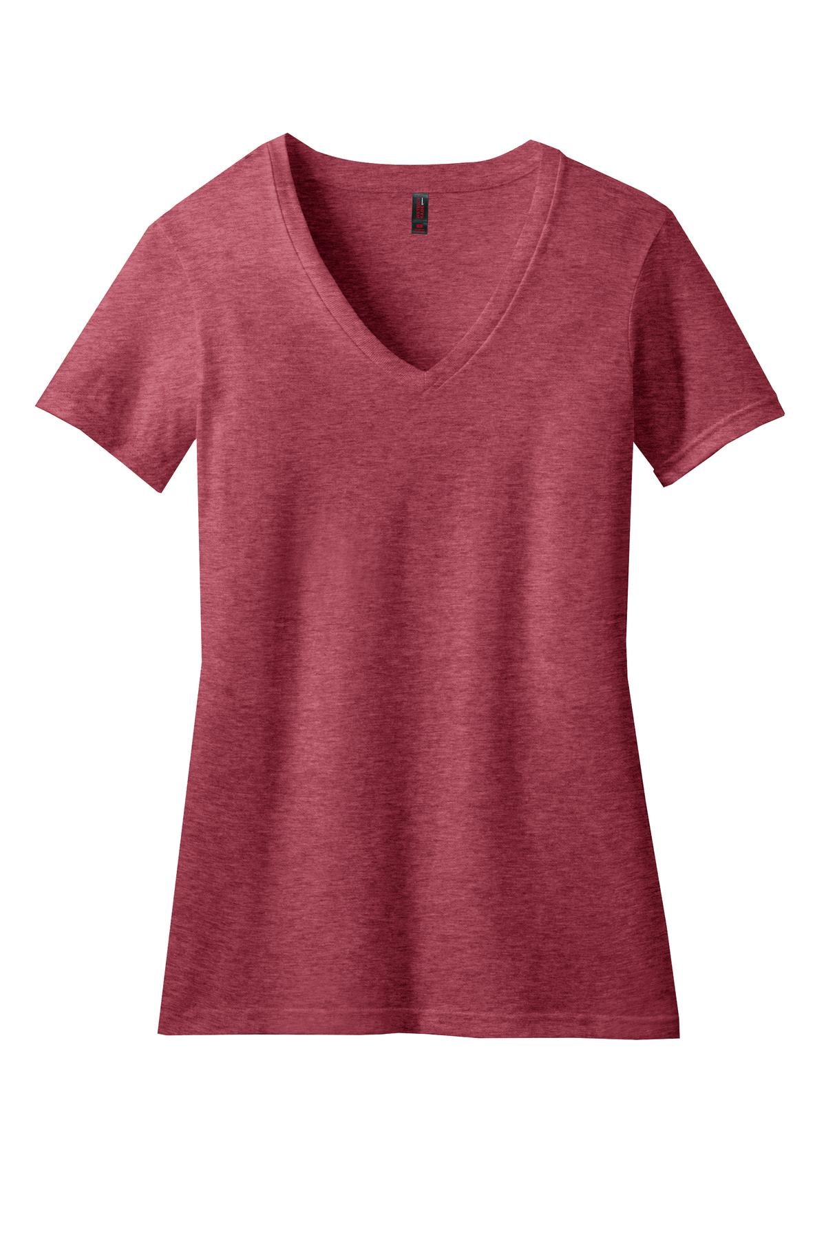 District Women's Perfect Blend CVC V-Neck Tee - Heathered Red