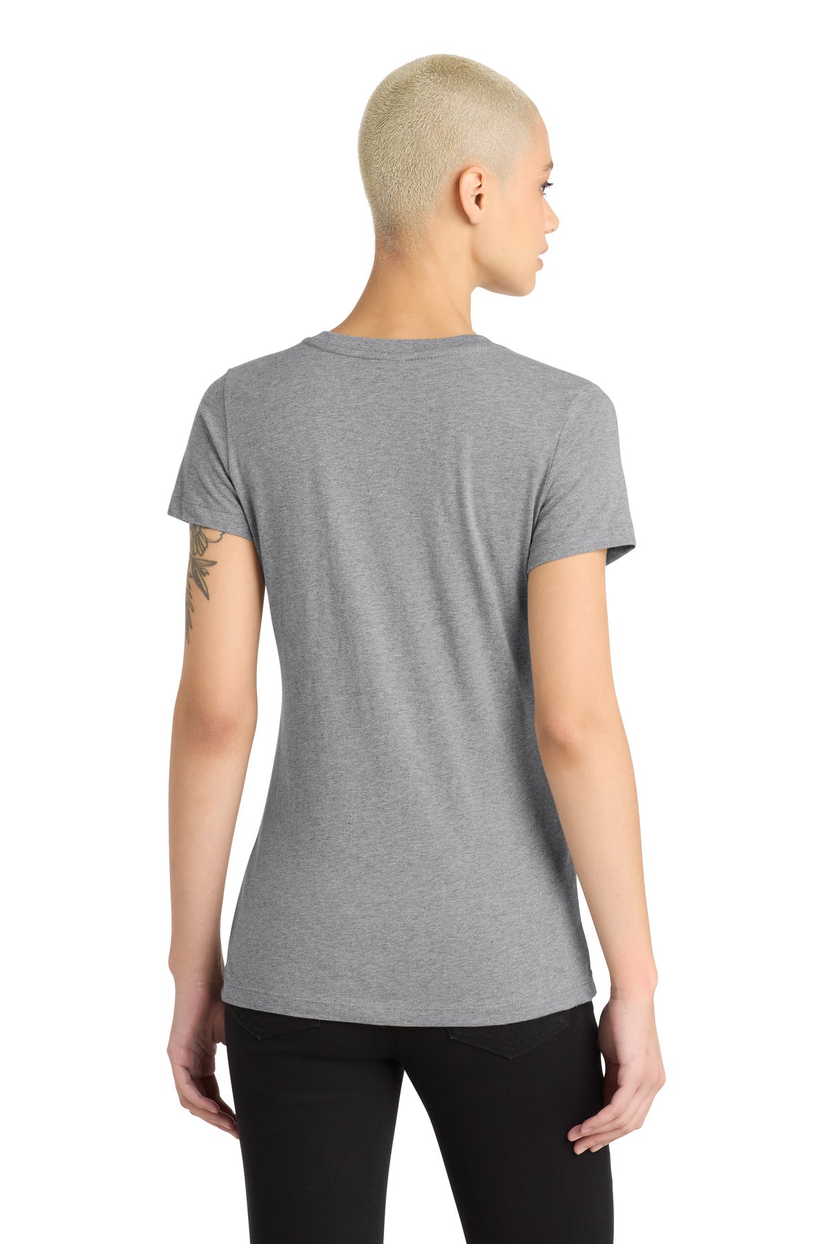 District Women's Perfect Blend CVC V-Neck Tee - Light Heather Grey
