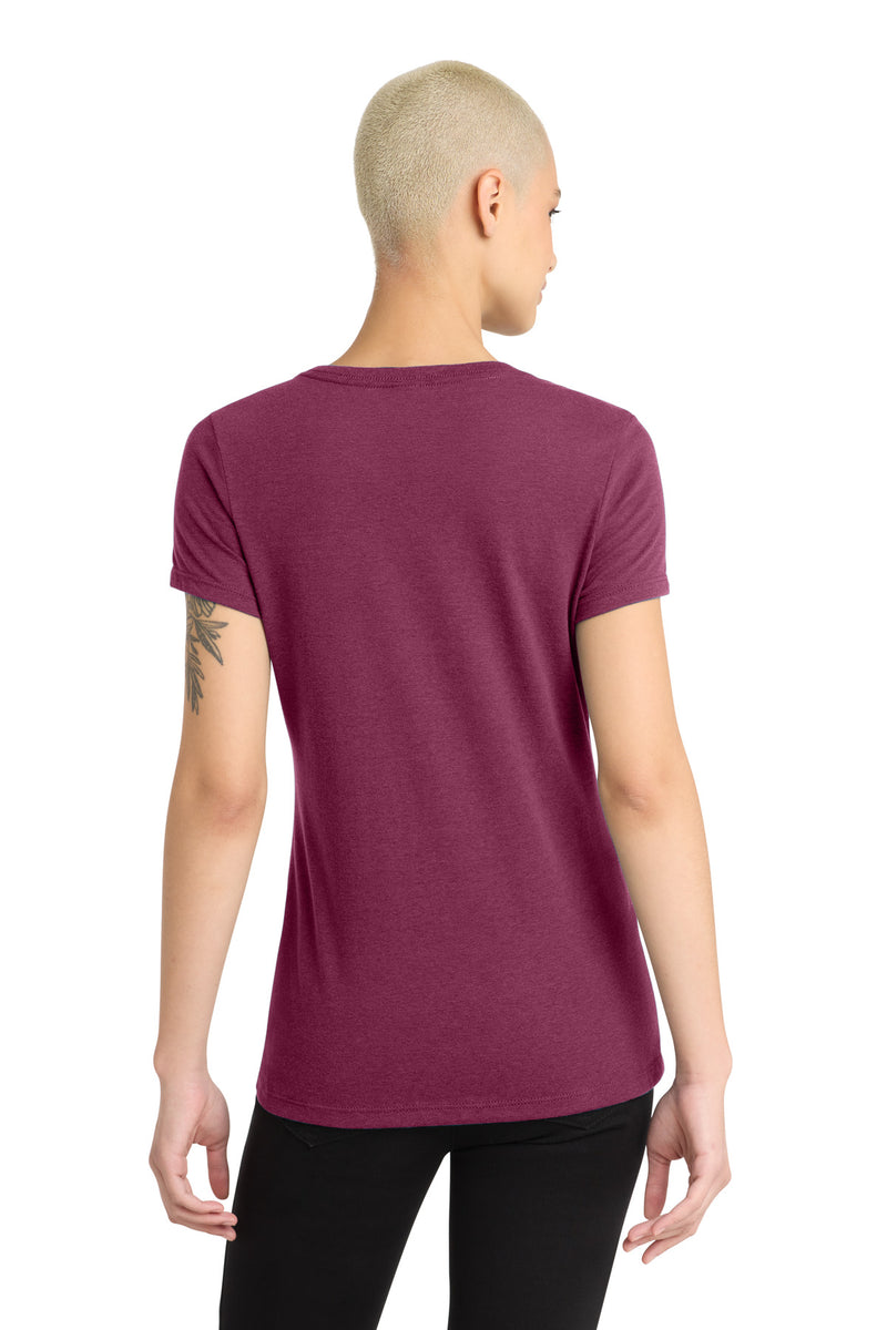 District Women's Perfect Blend CVC V-Neck Tee - Raspberry Fleck