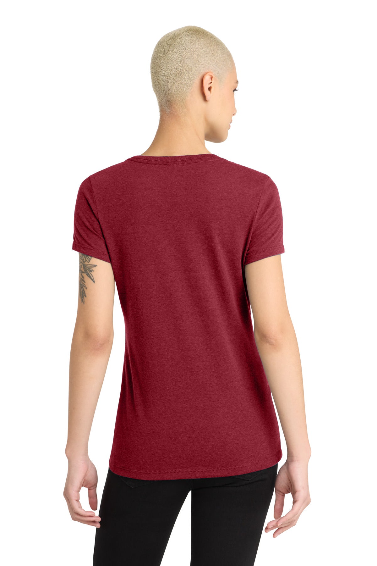 District Women's Perfect Blend CVC V-Neck Tee - Red Fleck