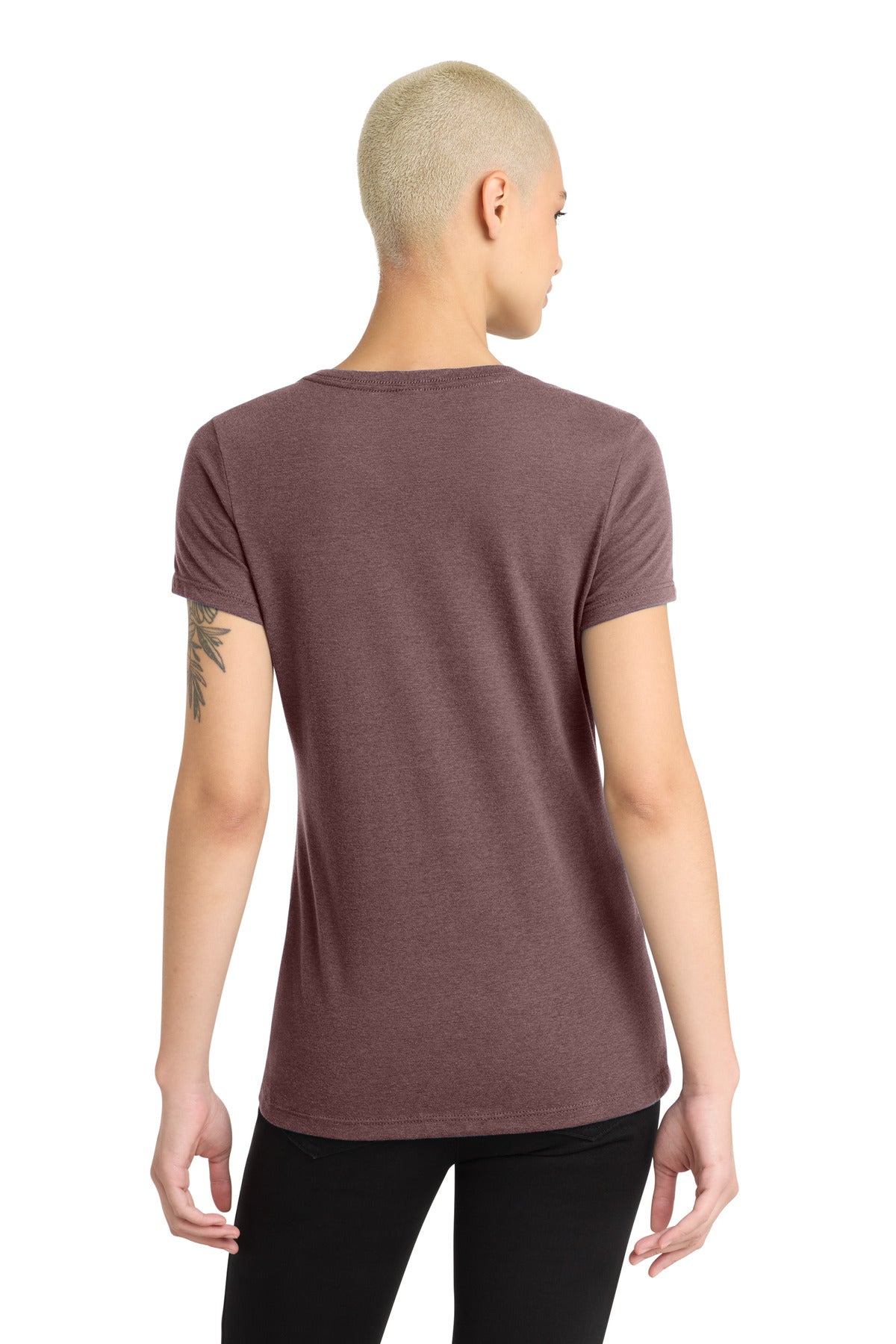 District Women's Perfect Blend CVC V-Neck Tee - Rose Fleck