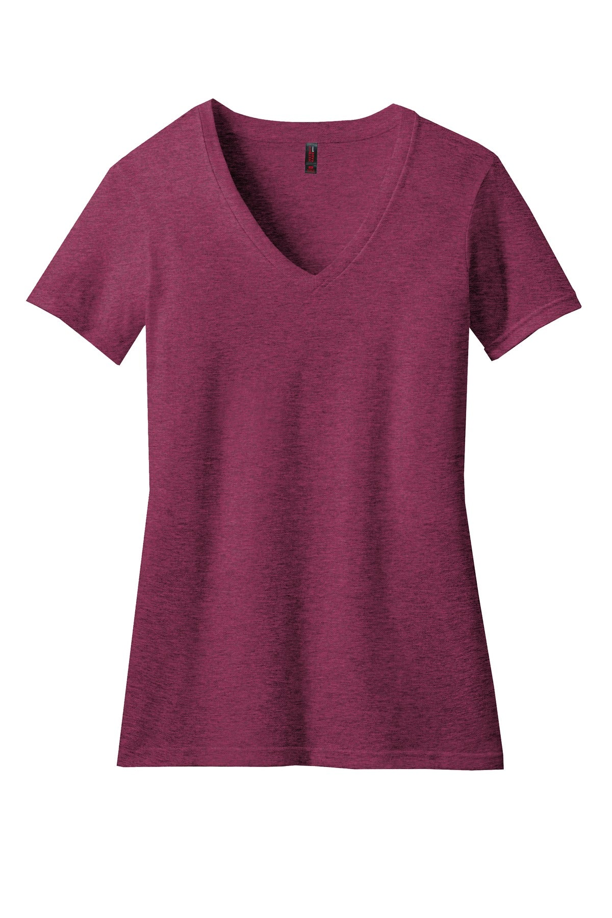 District Women's Perfect Blend CVC V-Neck Tee - Raspberry Fleck