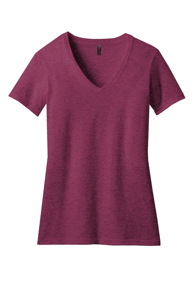 District Women's Perfect Blend CVC V-Neck Tee - Raspberry Fleck