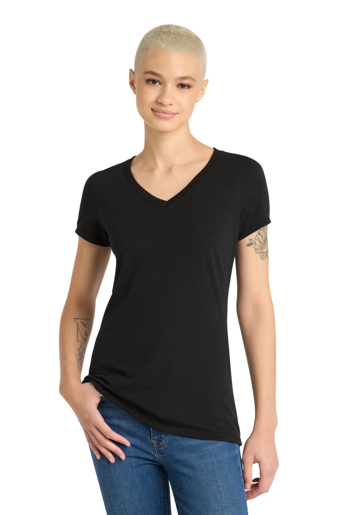 District Women's Perfect Tri V-Neck Tee - Black