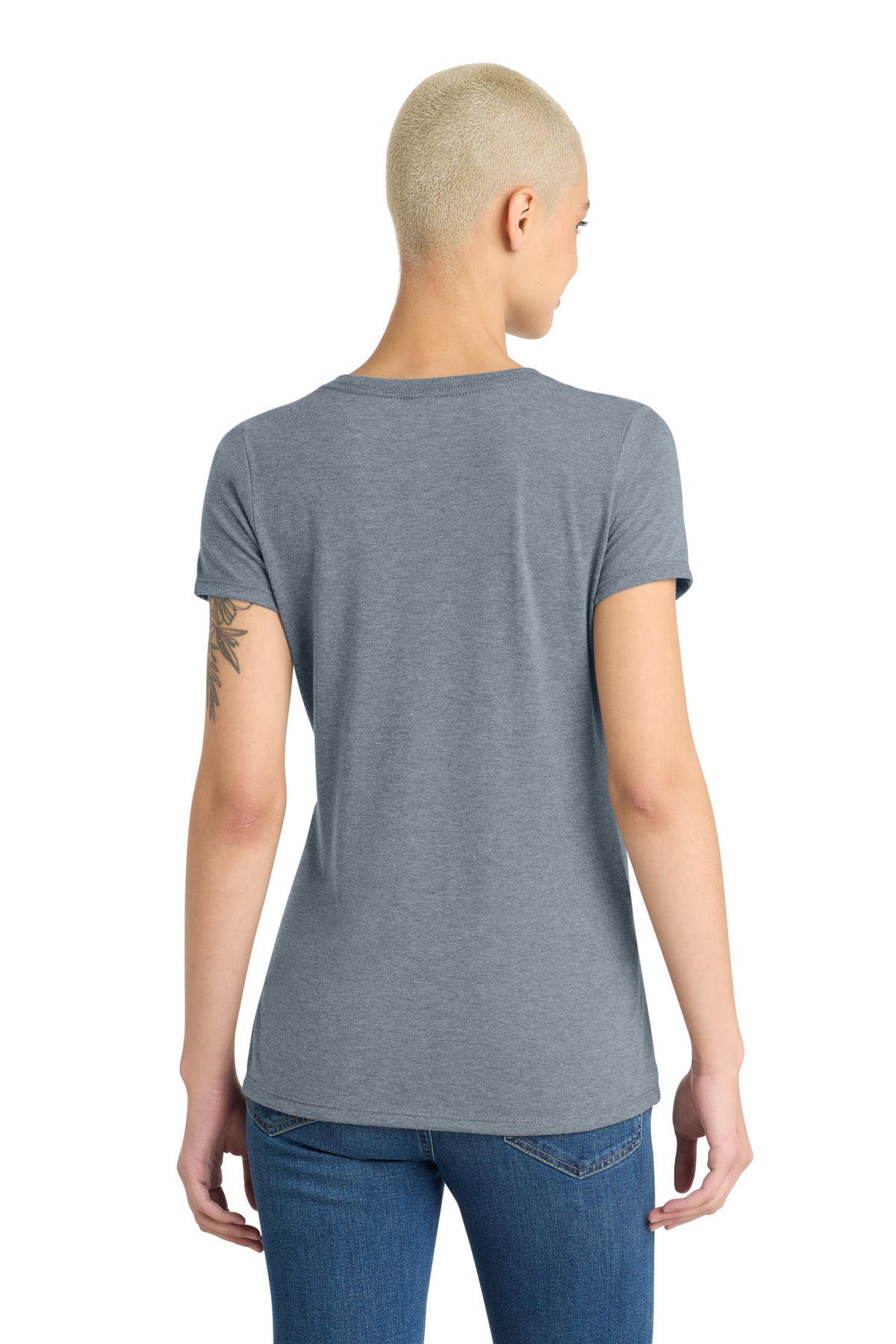 District Women's Perfect Tri V-Neck Tee - Flint Blue Heather