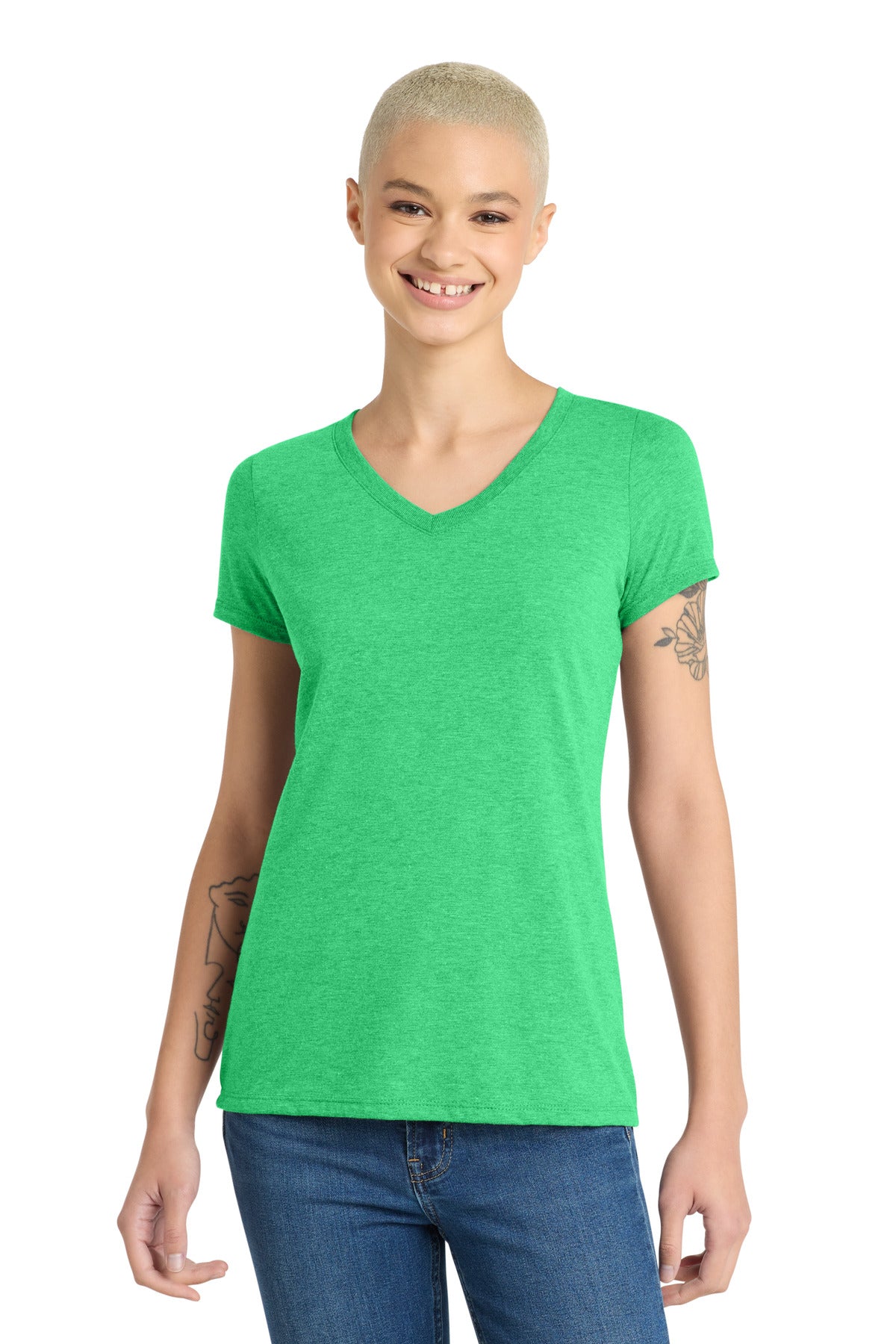 District Women's Perfect Tri V-Neck Tee - Green Frost
