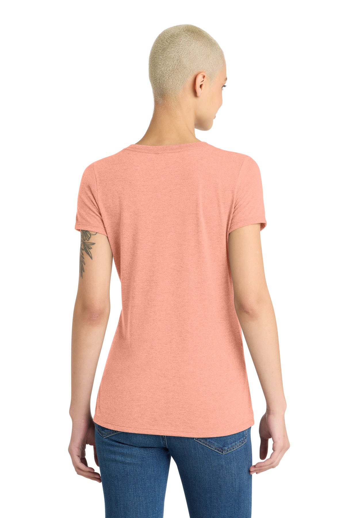 District Women's Perfect Tri V-Neck Tee - Heathered Dusty Peach