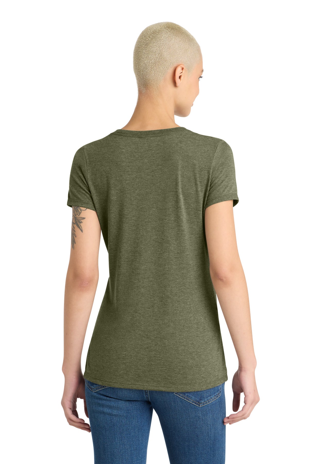 District Women's Perfect Tri V-Neck Tee - Military Green Frost