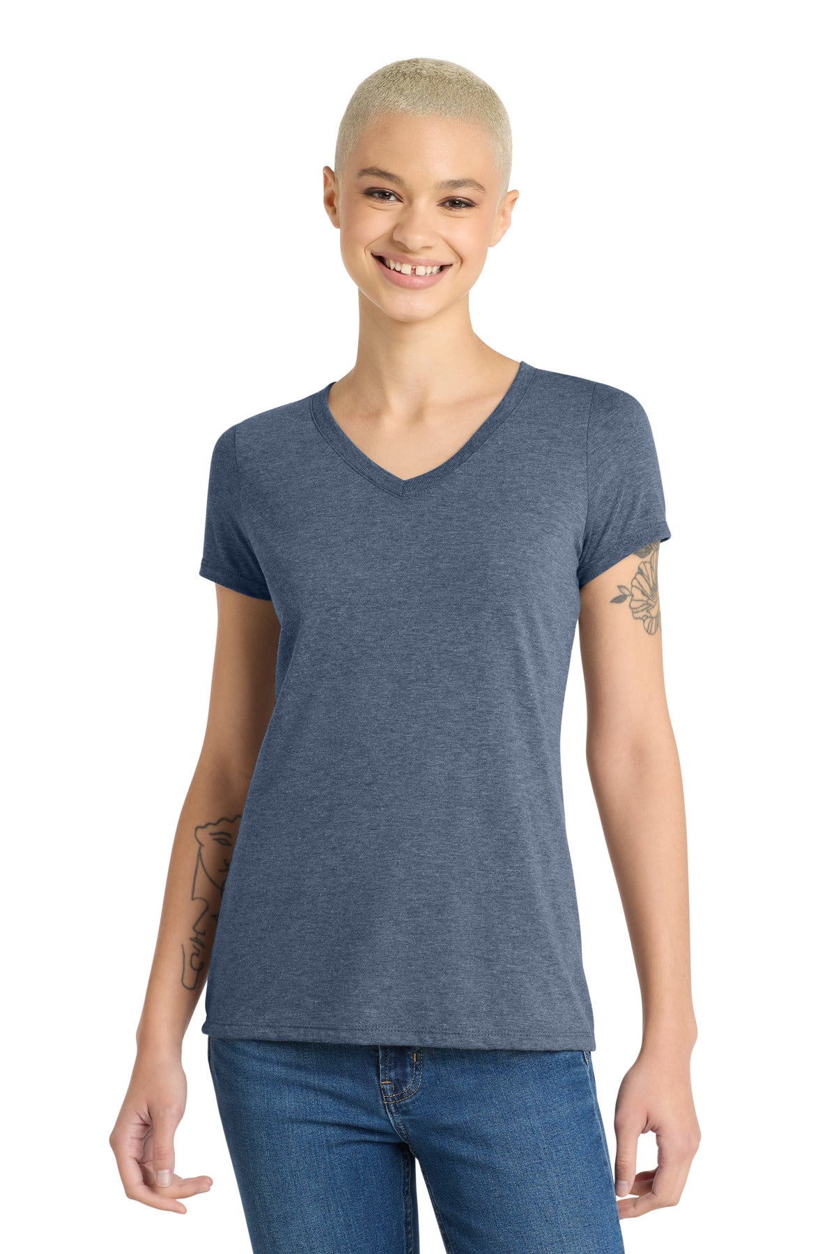 District Women's Perfect Tri V-Neck Tee - Navy Frost