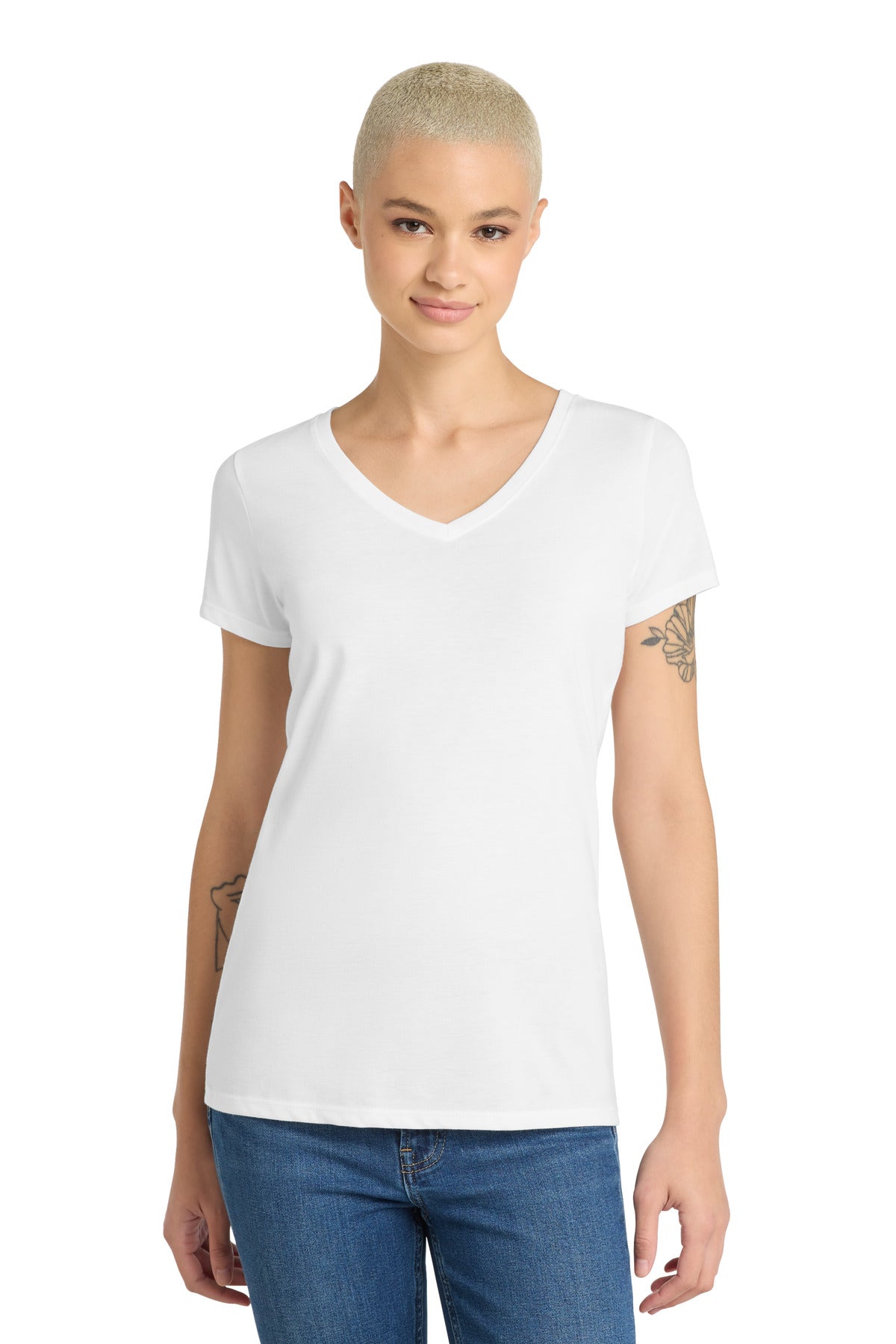 District Women's Perfect Tri V-Neck Tee - White