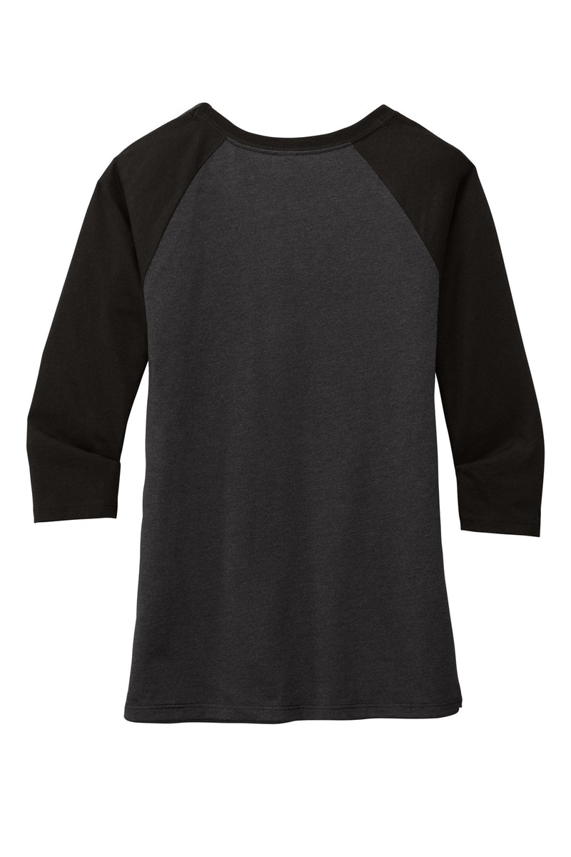 District Women's Perfect Tri 3/4-Sleeve Raglan - Black/ Black Frost
