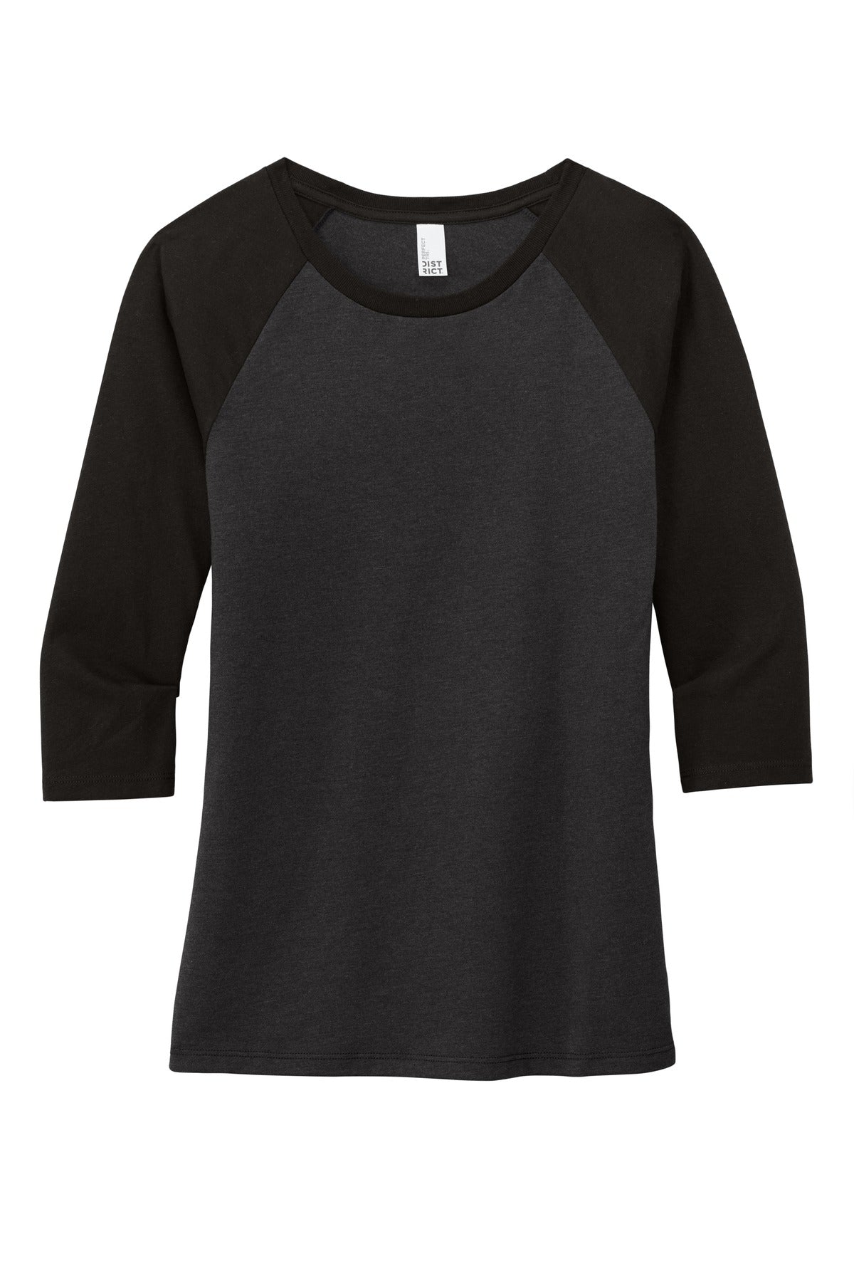 District Women's Perfect Tri 3/4-Sleeve Raglan - Black/ Black Frost
