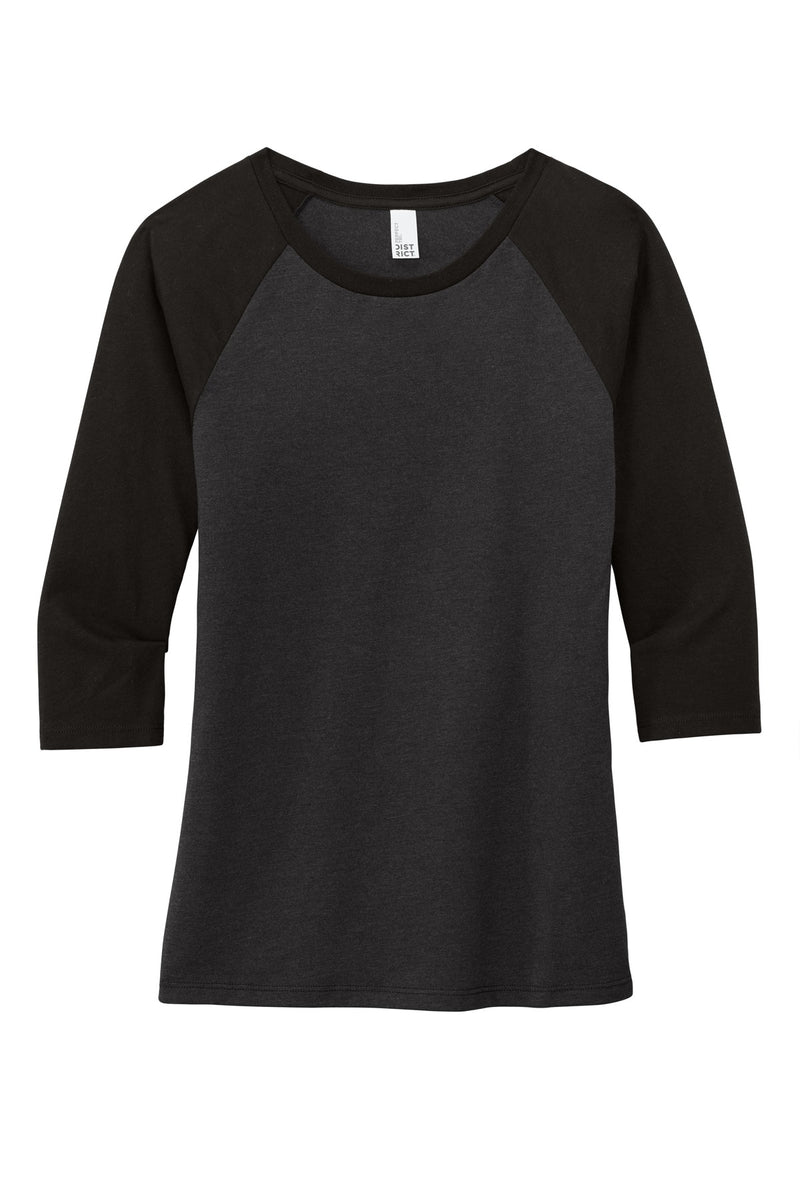 District Women's Perfect Tri 3/4-Sleeve Raglan - Black/ Black Frost