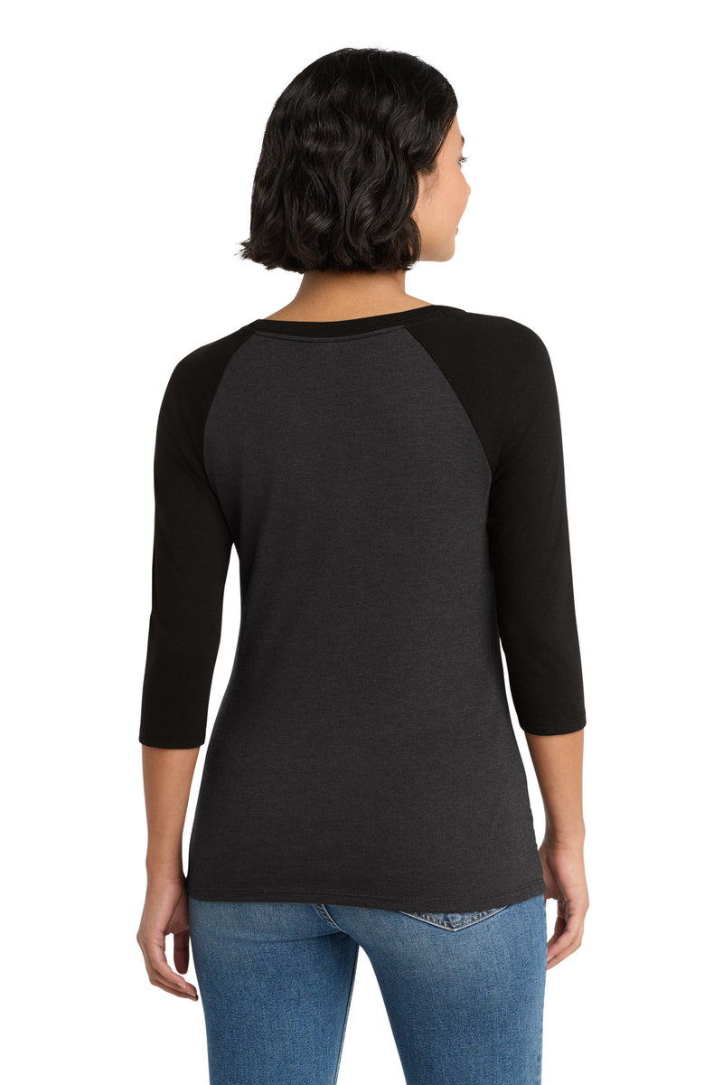 District Women's Perfect Tri 3/4-Sleeve Raglan - Black/ Black Frost