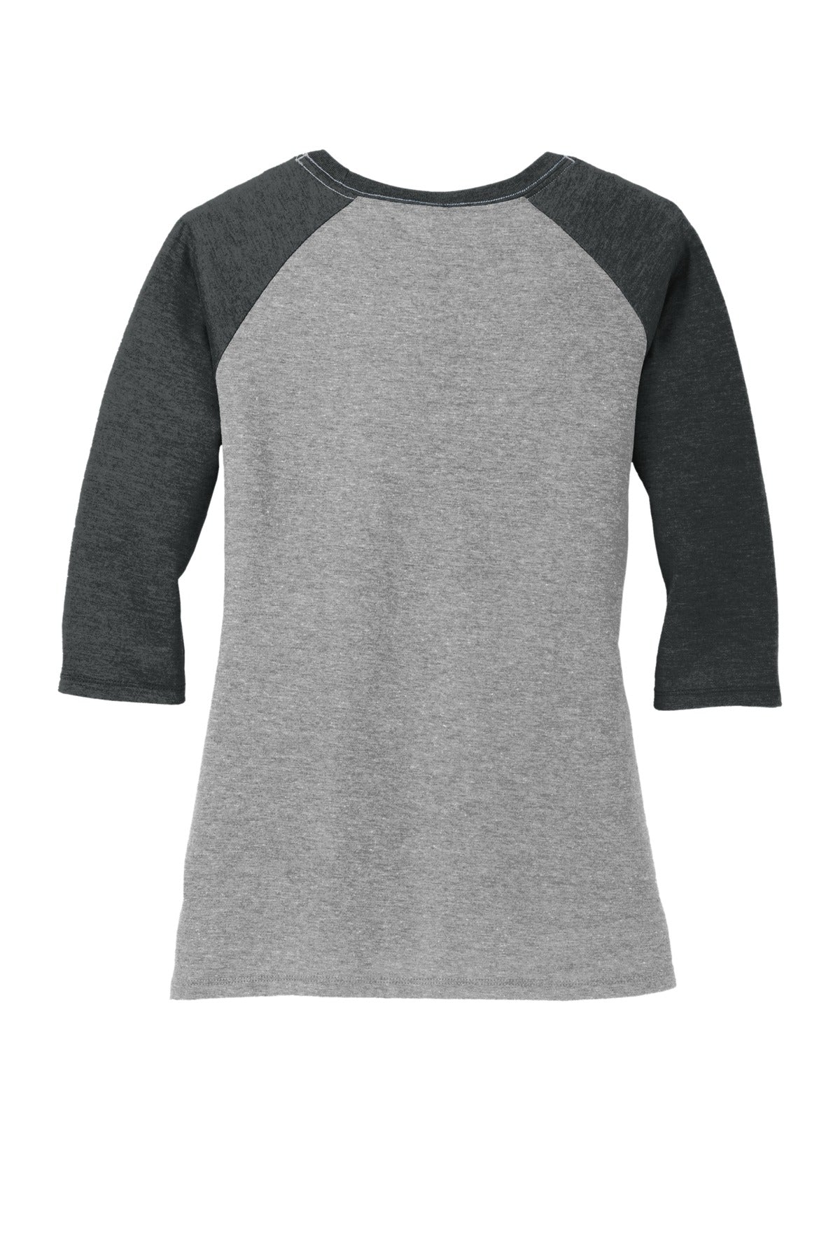 District Women's Perfect Tri 3/4-Sleeve Raglan - Black Frost/ Grey Frost