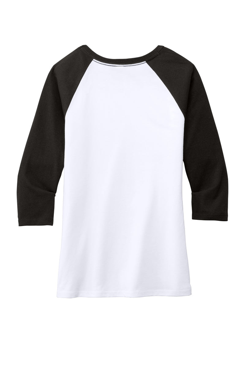 District Women's Perfect Tri 3/4-Sleeve Raglan - Black/ White
