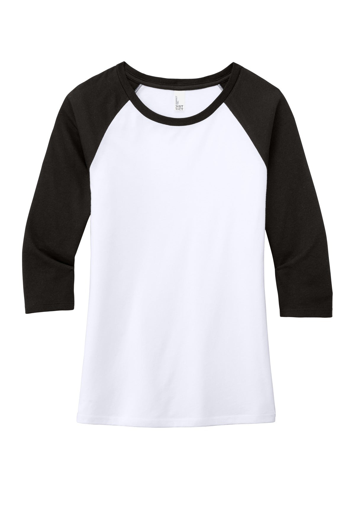 District Women's Perfect Tri 3/4-Sleeve Raglan - Black/ White