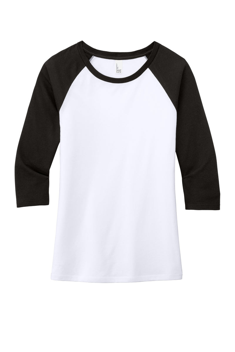 District Women's Perfect Tri 3/4-Sleeve Raglan - Black/ White