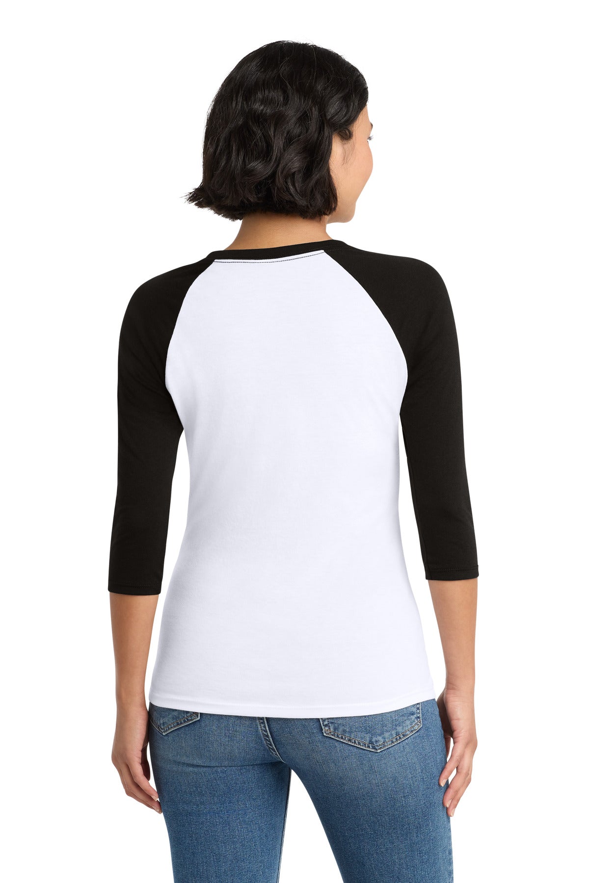 District Women's Perfect Tri 3/4-Sleeve Raglan - Black/ White