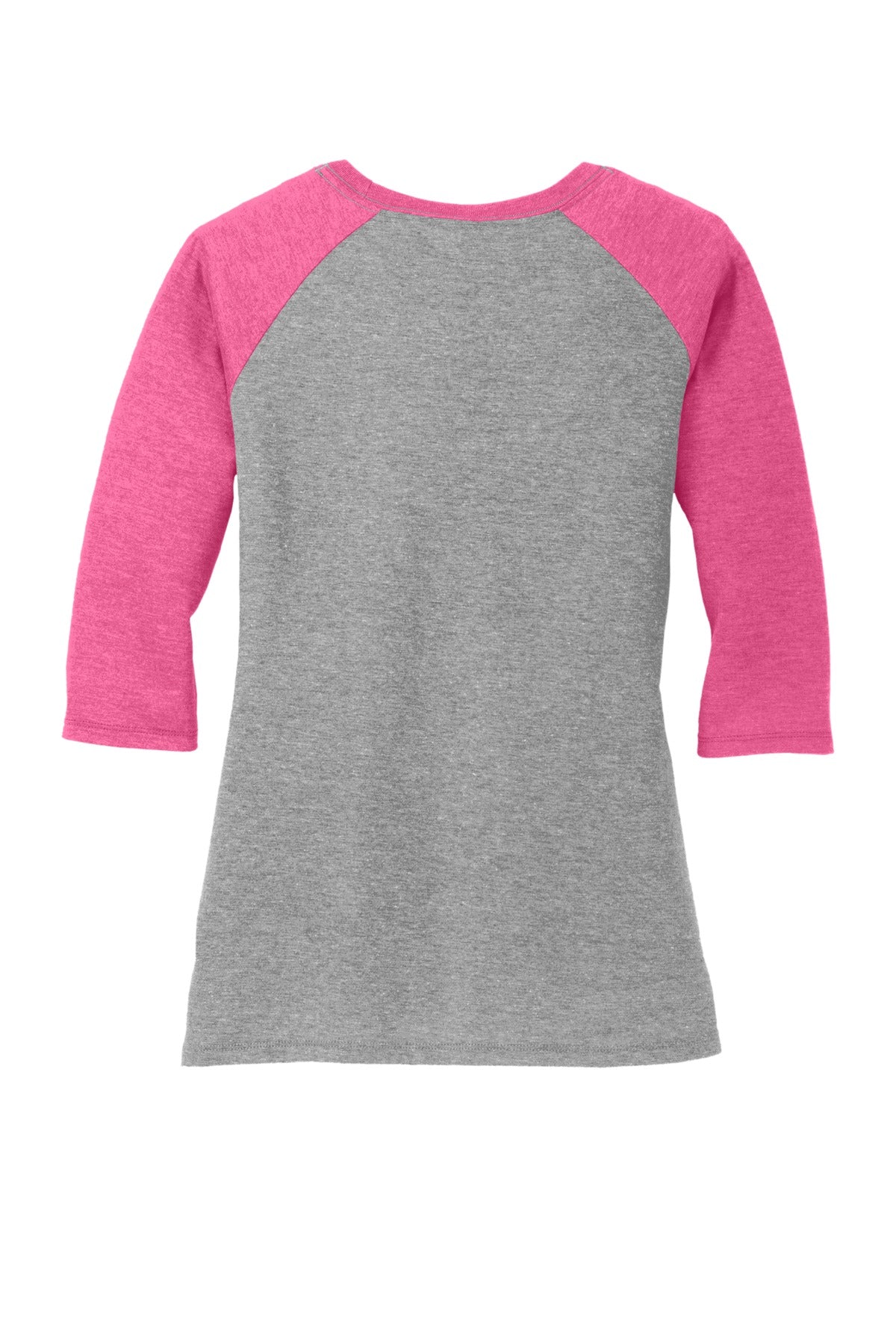 District Women's Perfect Tri 3/4-Sleeve Raglan - Fuchsia Frost/ Grey Frost