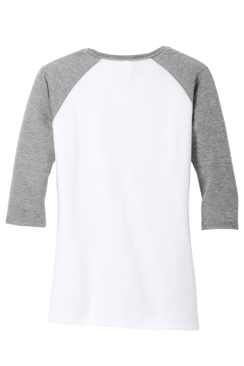 District Women's Perfect Tri 3/4-Sleeve Raglan - Grey Frost/ White