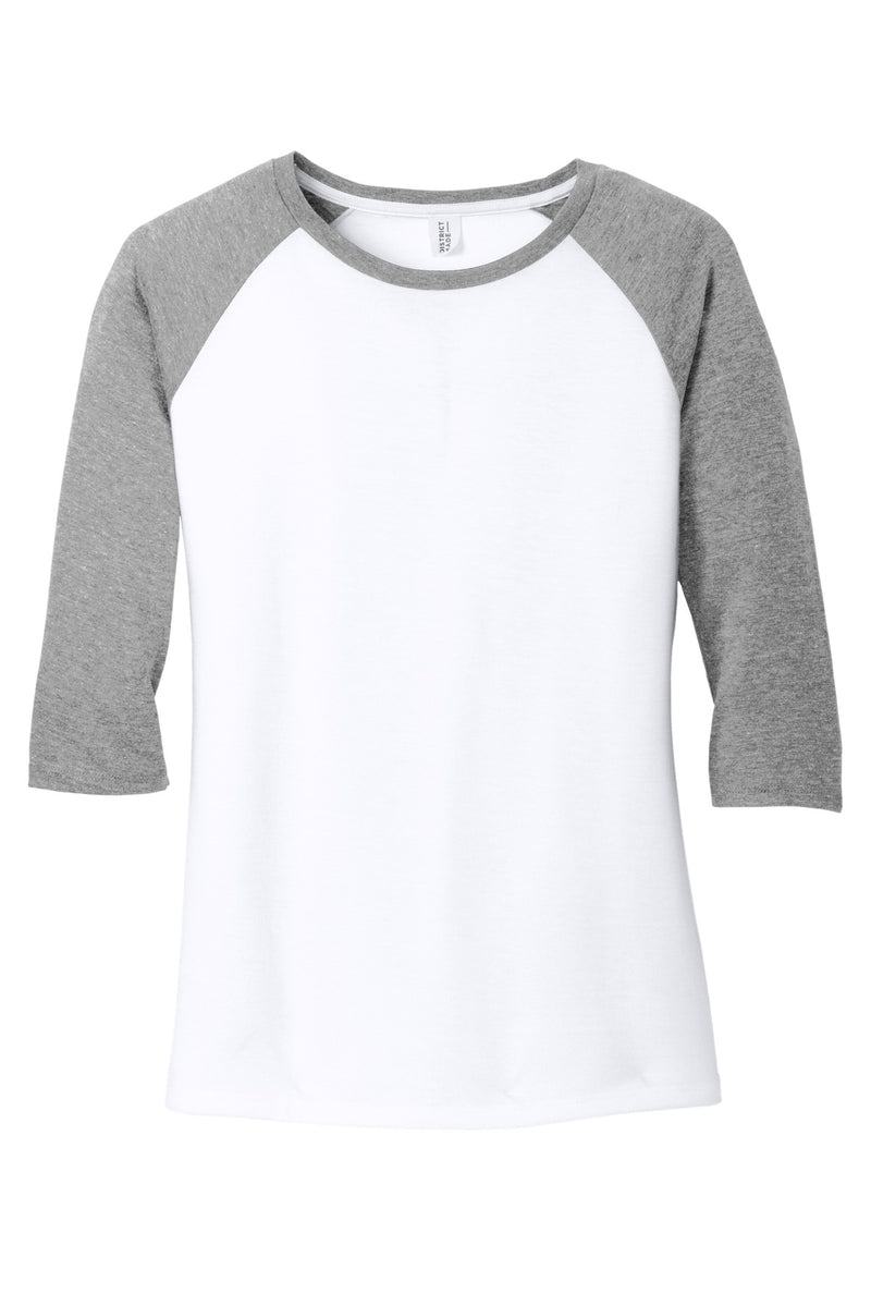 District Women's Perfect Tri 3/4-Sleeve Raglan - Grey Frost/ White