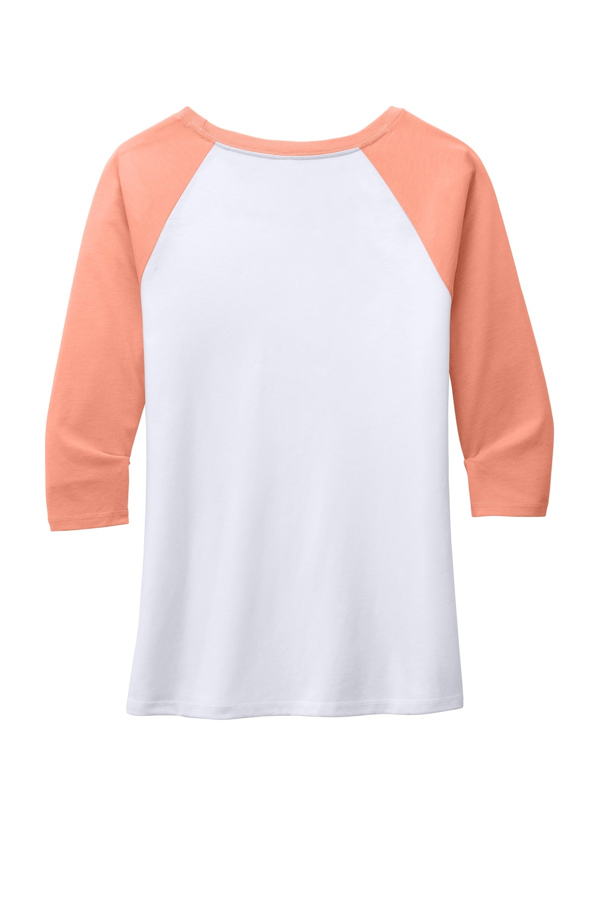 District Women's Perfect Tri 3/4-Sleeve Raglan - Heather Dusty Peach/ White