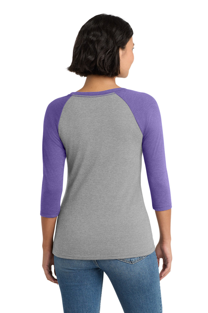 District Women's Perfect Tri 3/4-Sleeve Raglan - Purple Frost/ Grey Frost